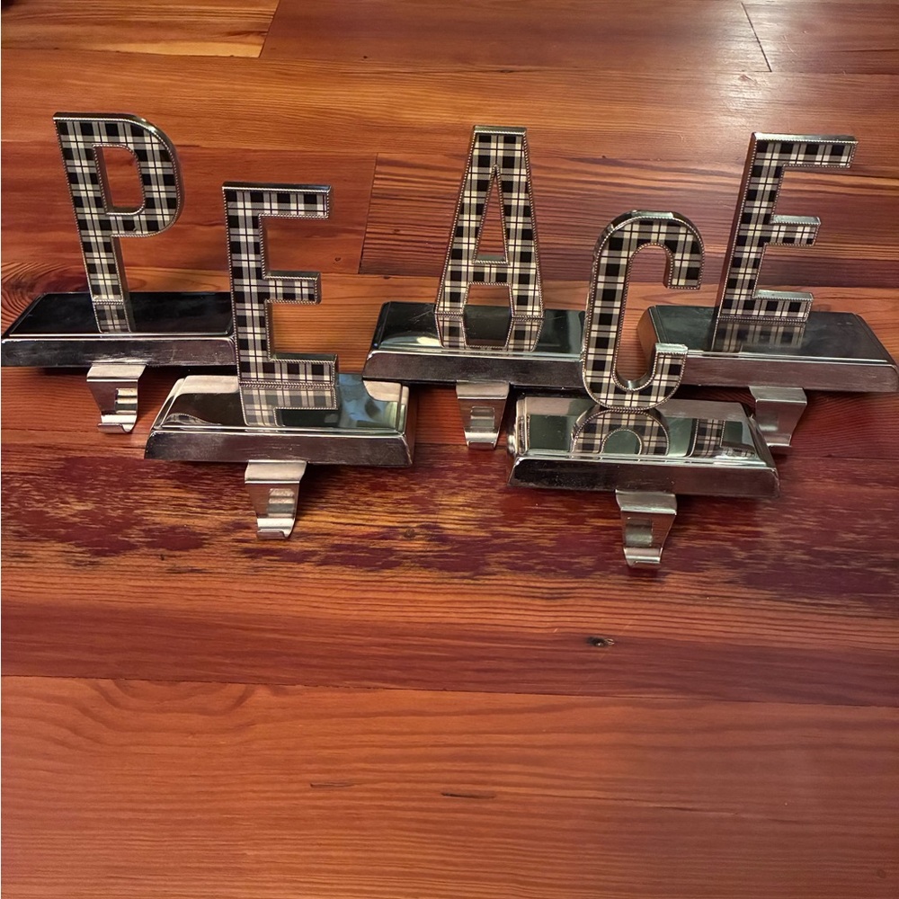 Buffalo Plaid PEACE Stocking Holders